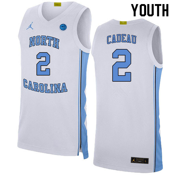 Youth #2 Elliot Cadeau North Carolina Tar Heels College Basketball Jerseys Stitched Sale-White